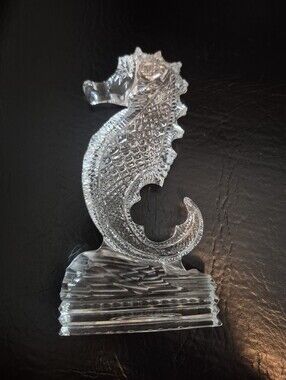 Vintage Waterford Crystal Seahorse Retired Figurine Diamond Facet Cut